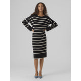 Vero Moda Vero Moda Damen Kleid VMJOANA Dress Black Stripes W. Birch